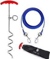 🐾 chew-proof dog tie-out stake and runner cable for yard | heavy-duty tie-out cable for large dogs | reliable dog yard leash and stake for training, camping logo