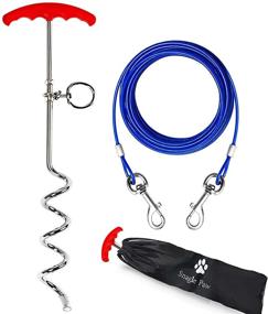 img 4 attached to 🐾 Chew-Proof Dog Tie-Out Stake and Runner Cable for Yard | Heavy-Duty Tie-Out Cable for Large Dogs | Reliable Dog Yard Leash and Stake for Training, Camping