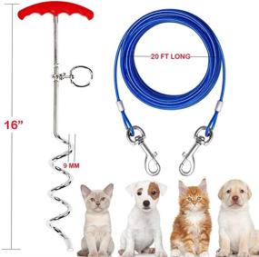 img 3 attached to 🐾 Chew-Proof Dog Tie-Out Stake and Runner Cable for Yard | Heavy-Duty Tie-Out Cable for Large Dogs | Reliable Dog Yard Leash and Stake for Training, Camping