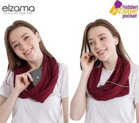 img 1 attached to 🧣 ELZAMA Infinity Loop Scarf for Women - Solid Color Lightweight Travel Neck Wrap with Hidden Zipper Pocket