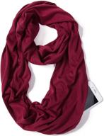 🧣 elzama infinity loop scarf for women - solid color lightweight travel neck wrap with hidden zipper pocket logo