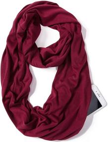 img 4 attached to 🧣 ELZAMA Infinity Loop Scarf for Women - Solid Color Lightweight Travel Neck Wrap with Hidden Zipper Pocket