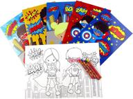 superhero coloring books for kids: 12 books, 48 crayons, fun superhero treats! perfect as party favors, prizes, and bag fillers логотип