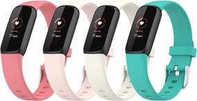 img 4 attached to Fitbit Luxe Bands - Soft Silicone Sport Waterproof Wristbands, Quick Release Straps for Luxe Fitness Tracker, Durable & Soft (4ColorsA)