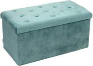 🪑 b fsobeiialeo teal velvet folding storage ottoman, large 31.5"x15.7"x15.7" - multi-purpose long shoes bench, footrest stool seat logo