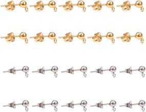 img 4 attached to 📿 PH PandaHall 20 Pairs 304 Stainless Steel Earring Studs with Butterfly Backs - Ideal for Earring Making Findings