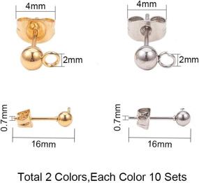 img 3 attached to 📿 PH PandaHall 20 Pairs 304 Stainless Steel Earring Studs with Butterfly Backs - Ideal for Earring Making Findings