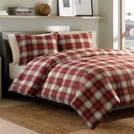 🛏️ eddie bauer home navigation collection bedding set - soft and cozy 100% cotton, twin size, reversible plaid comforter in red logo