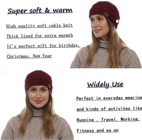 img 1 attached to 🧣 Winter Must-Have: Cozy Cable Knit Ear Warmer Headband with Button or Mouth Cover - Ideal for Girls & Women!