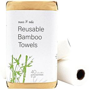 img 4 attached to Mavis Miki Reusable Bamboo Towels: Heavy Duty, Money-Saving Kitchen Paper Replacement - Strong Absorbency, Zero Waste Lint-Free Unpaper Towel (Pack of 40)