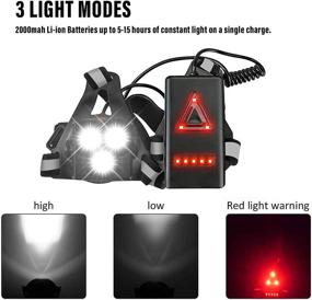 img 1 attached to Skyweon Ascenders Night Running Lights - Outdoor Chest Mountaineering Equipment with 3 XPG LEDs, All-in-One Reflective Vest Gear, 120° Adjustable Beam Angle - Upgraded SEO