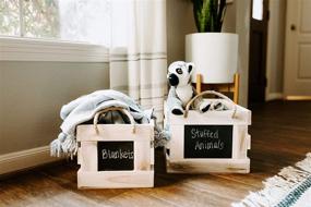 img 3 attached to 📦 Modern Village White Wooden Crates Decorative Set: Chalk Face, Rope Handles, Rustic Storage (18 and 15 Inch)