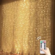 🎄 amzqjmy christmas fairy lights: 300 led curtain lights for bedroom window, wedding patio & birthday party decor - 8 modes, remote control (warm white 10x10 ft) логотип