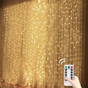 img 4 attached to 🎄 AMZQJMY Christmas Fairy Lights: 300 LED Curtain Lights for Bedroom Window, Wedding Patio & Birthday Party Decor - 8 Modes, Remote Control (Warm White 10x10 ft)