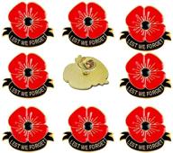 🌺 8 pack metal poppy flower pins 1x1.2inch - lest we forget veterans day memorial day lapel pin poppy brooches - remembrance day logo