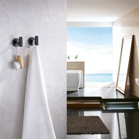 img 1 attached to 🧷 TASTOS Matte Black Bathroom Towel Coat Hook - Set of 2 Robe Clothes Cabinet Closet Sponges Hooks Holder Round Style, Heavy Duty Wall Hook for Bathroom, Kitchen, Hotel, Wall Mounted - Stainless Steel