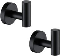 🧷 tastos matte black bathroom towel coat hook - set of 2 robe clothes cabinet closet sponges hooks holder round style, heavy duty wall hook for bathroom, kitchen, hotel, wall mounted - stainless steel logo