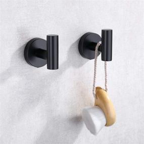 img 2 attached to 🧷 TASTOS Matte Black Bathroom Towel Coat Hook - Set of 2 Robe Clothes Cabinet Closet Sponges Hooks Holder Round Style, Heavy Duty Wall Hook for Bathroom, Kitchen, Hotel, Wall Mounted - Stainless Steel