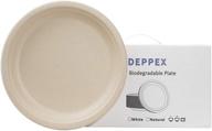 🌱 deppex 100% compostable disposable plates, 9 inch [100-pack] | natural heavy-duty plates for parties | eco-friendly alternative | microwavable | made from sustainable sugar cane fiber logo
