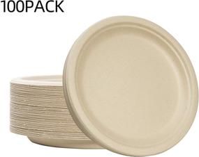 img 3 attached to 🌱 DEPPEX 100% Compostable Disposable Plates, 9 inch [100-Pack] | Natural Heavy-Duty Plates for Parties | Eco-Friendly Alternative | Microwavable | Made from Sustainable Sugar Cane Fiber