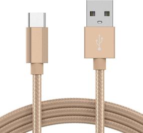 img 4 attached to 🔌 6ft Long USB C Cable for Android Phones - Premium Nylon Braided Type C Fast Charging Cord for Samsung Galaxy S20 / S10 / S9 / S8, Note, LG, Pixel, Nintendo Switch - Gold, 4805