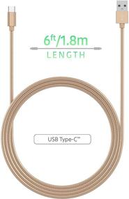 img 2 attached to 🔌 6ft Long USB C Cable for Android Phones - Premium Nylon Braided Type C Fast Charging Cord for Samsung Galaxy S20 / S10 / S9 / S8, Note, LG, Pixel, Nintendo Switch - Gold, 4805