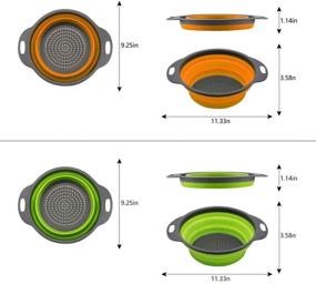 img 3 attached to 🥗 QiMH Collapsible Colander Set of 3 - 2 PC 4 Quart and 1 PC 6 Quart Over the Sink Colander: Space-Saving Foldable Food Strainer with Food-Grade Sturdy Plastic Base and Round Silicone Kitchen Design