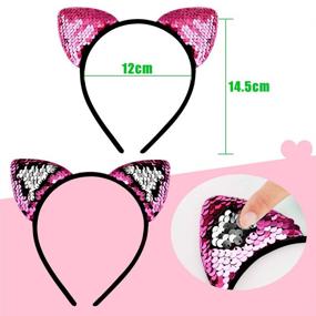 img 1 attached to 😺 Versatile and Stylish: WXJ13 Reversible Sequin Cat Ears Headbands - 10 Pcs Set for Girls and Women