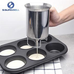 img 3 attached to Sunsbell Stainless Steel Pancake Batter Dispenser: Perfect Kitchen Tool for Baking Cupcakes, Muffins, Crepes, and Waffles