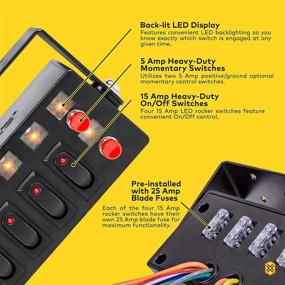 img 3 attached to 🚦 SWBX42 12V Rocker Switch Box - Powerful 12 Volt DC SPST Toggle Switch Panel for Auto Lights, Marine, Boat, Truck – 70 Amps Max – Backlit LED – ON/OFF & Momentary Switches