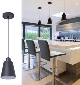 img 2 attached to 🔌 Modern Black Pendant Light for Kitchen Island - 7.08in Metal Shade, Ideal Hanging Light Fixture for Christmas Gift, Dining Room, Bar - Includes 78in Flexible Cord