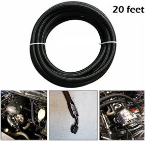 img 3 attached to 🔥 High-Quality 3/8 6AN 20FT Nylon Stainless Steel Braided Fuel Line Hose Kit - Oil/Gas/Fuel Compatible with 10PCS Swivel Fuel Hose Fitting Adapter Kit - Black
