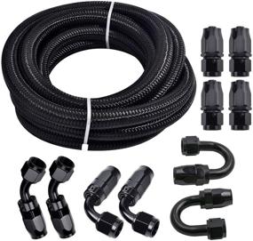 img 4 attached to 🔥 High-Quality 3/8 6AN 20FT Nylon Stainless Steel Braided Fuel Line Hose Kit - Oil/Gas/Fuel Compatible with 10PCS Swivel Fuel Hose Fitting Adapter Kit - Black