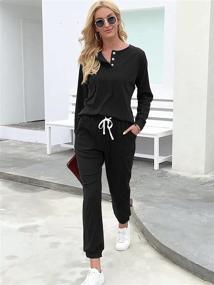 img 2 attached to 👚 Comfortable and Stylish WIHOLL Two-Piece Lounge Set for Women with Button-Down Sweatshirt and Sweatpants