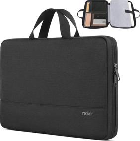 img 4 attached to 🖥️ 13inch TSA Slim Laptop Sleeve Case for MacBook Air MacBook Pro - Water Resistant Business Briefcase Handle Bag for HP Dell Lenovo Laptop, Black