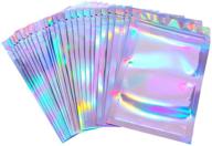 🌈 holographic food storage bags - 100 pieces of holographic packaging bags, ideal for storage - 3 x 4 inches logo