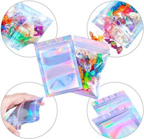 img 2 attached to 🌈 Holographic Food Storage Bags - 100 Pieces of Holographic Packaging Bags, Ideal for Storage - 3 x 4 Inches