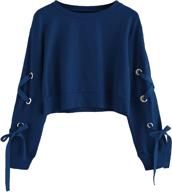 👚 chic & cozy: sweatyrocks women's casual lace up long sleeve pullover crop top sweatshirt logo