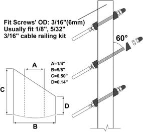 img 2 attached to 🔧 CKE 25 Pack T316 Marine Grade Stainless Steel 1/4" 30 Degree Angle Beveled Washer for 1/8" to 3/16" Deck Cable Railing, Suitable for Wood, Metal, and Aluminum Posts; Ideal for DIY Balustrade Projects