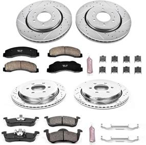 img 1 attached to 🔥 Front and Rear Z23 Carbon Fiber Brake Pads with Drilled & Slotted Brake Rotors Kit by Power Stop K5577: Enhance your vehicle's braking performance with this top-notch upgrade