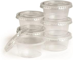 img 1 attached to 🍽️ Bahoki Essential Sets of Plastic Disposable Ramekins with Lids for Condiments, Jello Shots (2 oz)