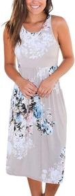 img 2 attached to 🌸 OURS Women Summer Sleeveless Floral Print Racerback Midi Sun Dresses with Pocket - Effortlessly Chic and Convenient for Every Occasion