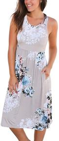 img 1 attached to 🌸 OURS Women Summer Sleeveless Floral Print Racerback Midi Sun Dresses with Pocket - Effortlessly Chic and Convenient for Every Occasion