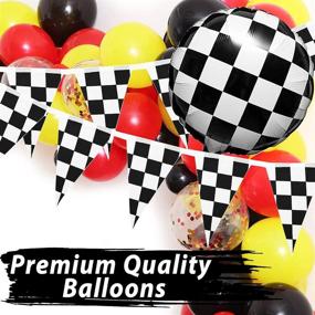 img 3 attached to 🏎️ Let's Go Racing Car Balloon Garland Kit - 126 Pcs Yellow Black Confetti Balloon Arch with Checkered Flags Banner & Foil Balloons. Perfect Racing Car Party Decoration with 100ft Checkered Flags.