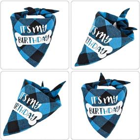 img 2 attached to VIPITH Reversible Double-Sided Cotton Dog Birthday Bandana: Plaid Painting Scarf Bib for Dogs & Cats - Small, Medium, Large Pets