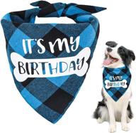 vipith reversible double-sided cotton dog birthday bandana: plaid painting scarf bib for dogs & cats - small, medium, large pets логотип