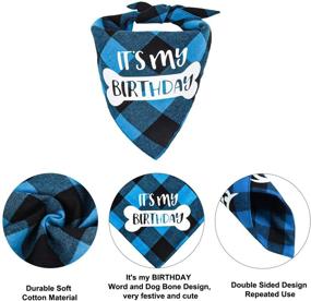 img 1 attached to VIPITH Reversible Double-Sided Cotton Dog Birthday Bandana: Plaid Painting Scarf Bib for Dogs & Cats - Small, Medium, Large Pets