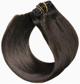 img 4 attached to 👧 7pcs 120g 22inch Balayage Aison 9A Real Straight Clip in Hair Extensions - Natural Black