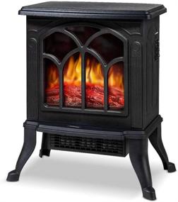 img 4 attached to 🔥 LIFEPLUS Electric Fireplace: 3D Realistic Flame and Retro Freestanding Heater