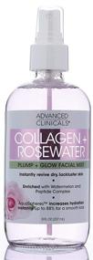 img 4 attached to 💦 Advanced Clinicals Collagen + Rosewater Skin Reviving Face Mist - Non-Greasy Toner Spray with Pure Rose Water and Natural Extracts for Instant Hydration (8 oz)